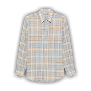Buy Auralee Airy Wool Check Shirt 'Light Blue/Beige' - A25AS01WN