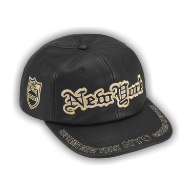 Buy Supreme New York Leather 6-Panel 'Black' - FW25H48 BLACK | GOAT