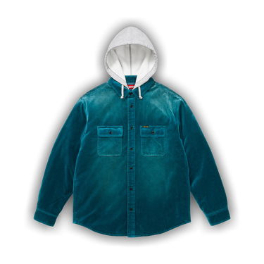 Buy Supreme Quilted Lined Hooded Velvet Shirt 'Teal' - FW25S13