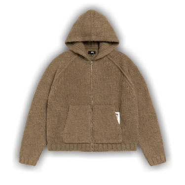 Buy Stussy Chunky Knit Zip Hoodie 'Fossil' - 117200 FOSS | GOAT