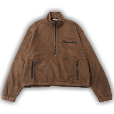 Buy Auralee Pure Silk Comfort Fleece Half Zip 'Brown' - A25AP04SF