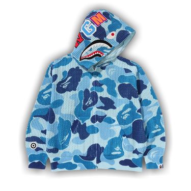 Buy BAPE ABC Camo Crochet Relaxed Fit Shark Full Zip Hoodie 'Blue