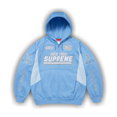 Buy Supreme Football Zip Up Hooded Sweatshirt 'Light Blue