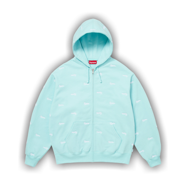 Buy Supreme Repeat Script Zip Up Hooded Sweatshirt 'Aqua