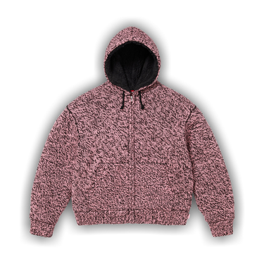 Buy Supreme Faux Shearling Lined Zip Up Hooded Sweater 'Pink