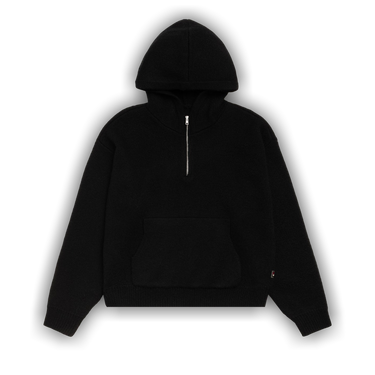 Buy Stussy Quarter Zip Knit Hoodie 'Black' - 117278 BLAC | GOAT