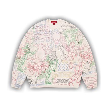 Buy Supreme Collage Embroidered Sweater 'White' - SS26SK28 WHITE