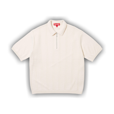 Buy Supreme Beaded Zip Short-Sleeve Polo Sweater 'Cream