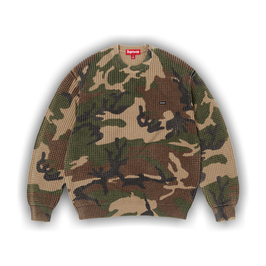 Buy Supreme Washed Small Box Waffle Sweater 'Woodland Camo