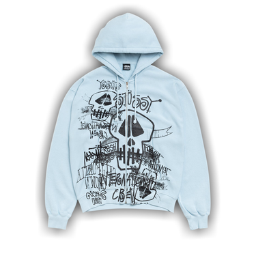 Buy Stussy Skulls Zip Hoodie Pigment Dyed 'Sky Blue' - 1975177 SKY
