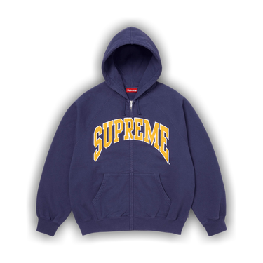 Buy Supreme Cracked Raglan Zip Up Hooded Sweatshirt 'Washed Navy