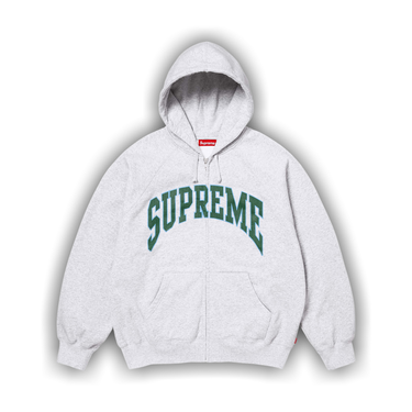 Buy Supreme Cracked Raglan Zip Up Hooded Sweatshirt 'Ash Grey