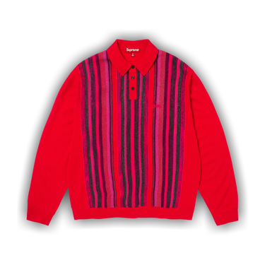 Buy Supreme Multi Stripe Polo Sweater 'Red' - SS26SK54 RED | GOAT