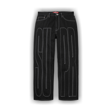 Buy Supreme Inset Spellout Baggy Jean 'Black' - SS26P54 BLACK | GOAT