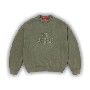 Buy Supreme Overdyed Raised Sweater 'Olive' - SS26SK38 OLIVE | GOAT