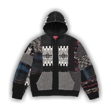 Buy Supreme Patchwork Zip Up Hooded Sweater 'Black' - SS26SK37