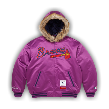 Supreme × Mitchell & Ness Satin Varsity Buy Supreme x Mitchell & Ness Teams Hooded Satin Varsity Jacket