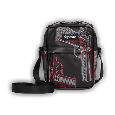 Buy Supreme Guns Embroidered Leather Shoulder Bag 'Black