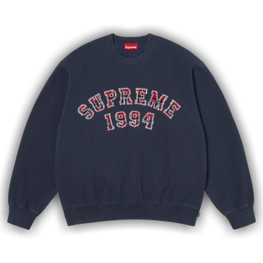 Buy Supreme Plaid Arc Crewneck 'Navy' - SS26SW97 NAVY | GOAT
