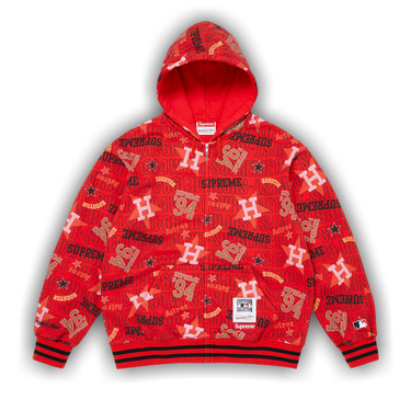 Buy Supreme x Mitchell & Ness Teams Zip Up Hooded Sweatshirt 'Red