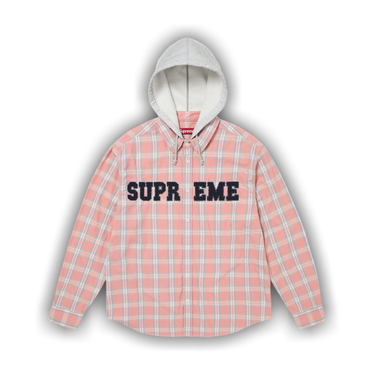 Buy Supreme Appliqué Hooded Flannel Shirt 'Pink' - FW26S13 PINK | GOAT