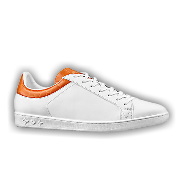 LOUIS VUITTON Calfskin Mens Luxembourg Sneakers 7 White Orange Navy 658987