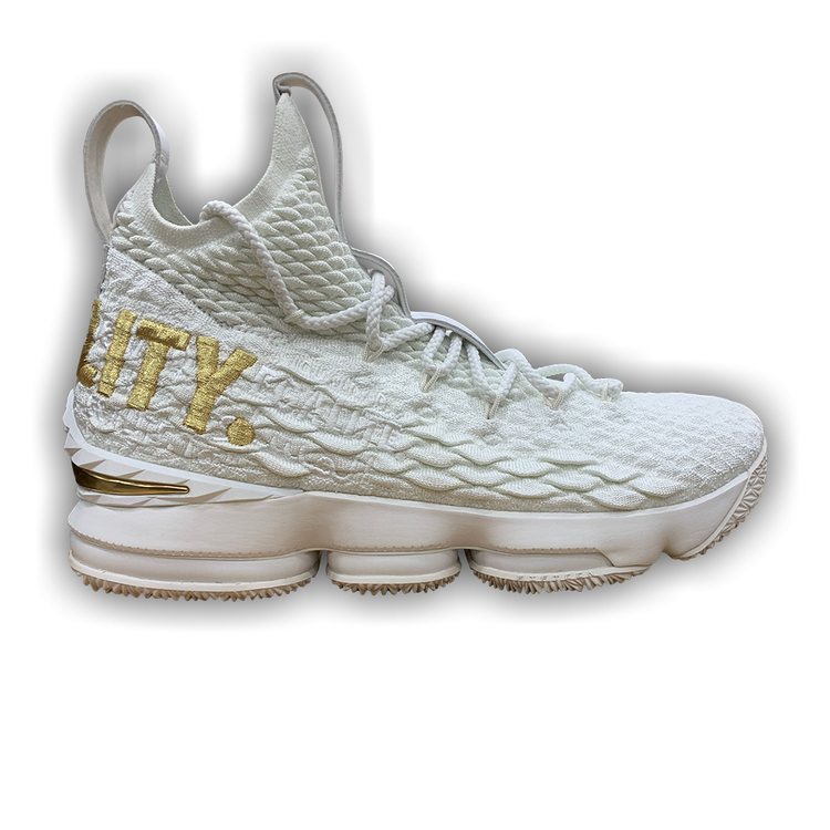 Lebron 15 white and gold equality on sale