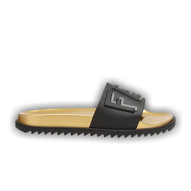 Buy Fendi Layered Logo Slides 'Black Gold' - 7X1148 A374
