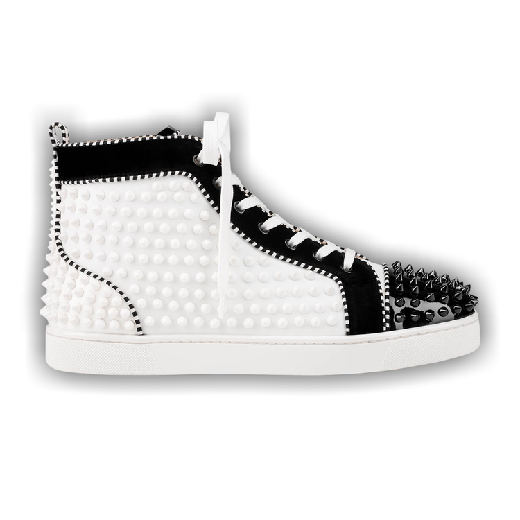 Buy Christian Louboutin Louis Flat Calf Spikes White Black 3191145Q019 GOAT