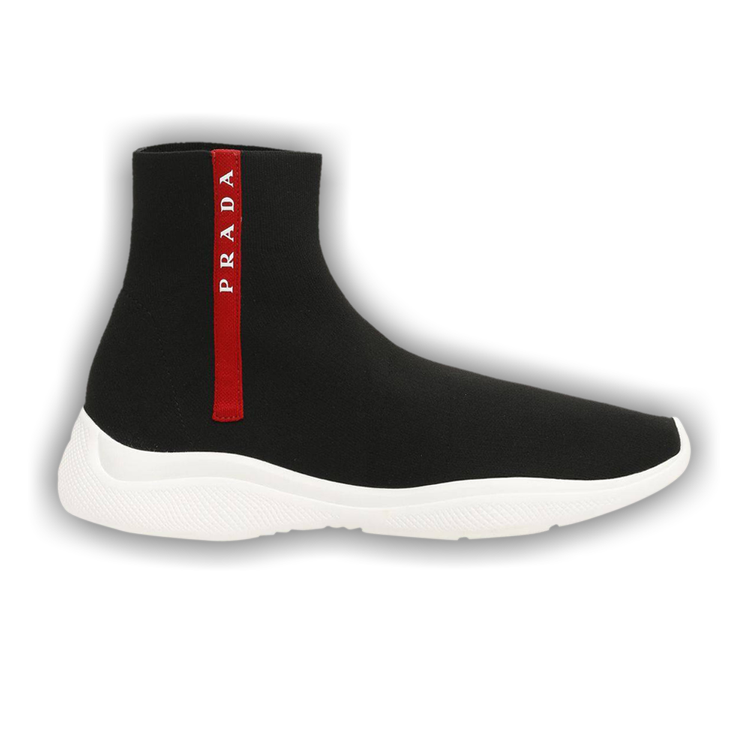 Prada Logo Sock Knit High 'Black White' | GOAT
