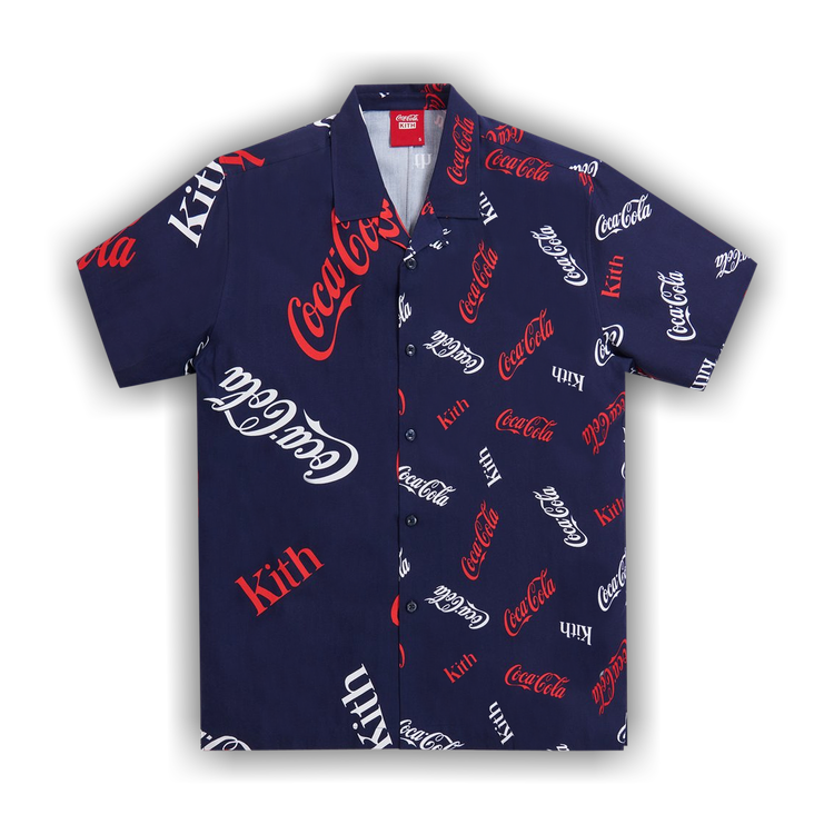 Buy Kith x Coca-Cola Printed Camp Collar Shirt 'Navy' - KH3848