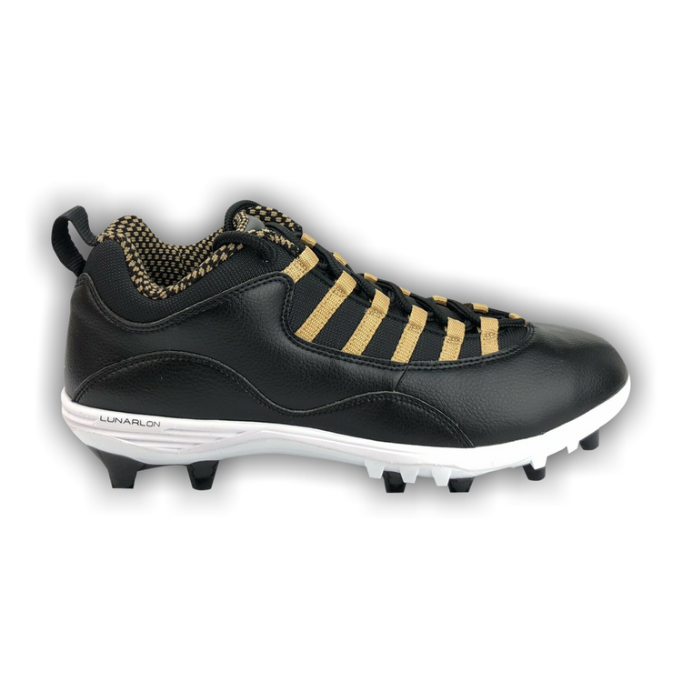 Black and outlet gold jordan cleats