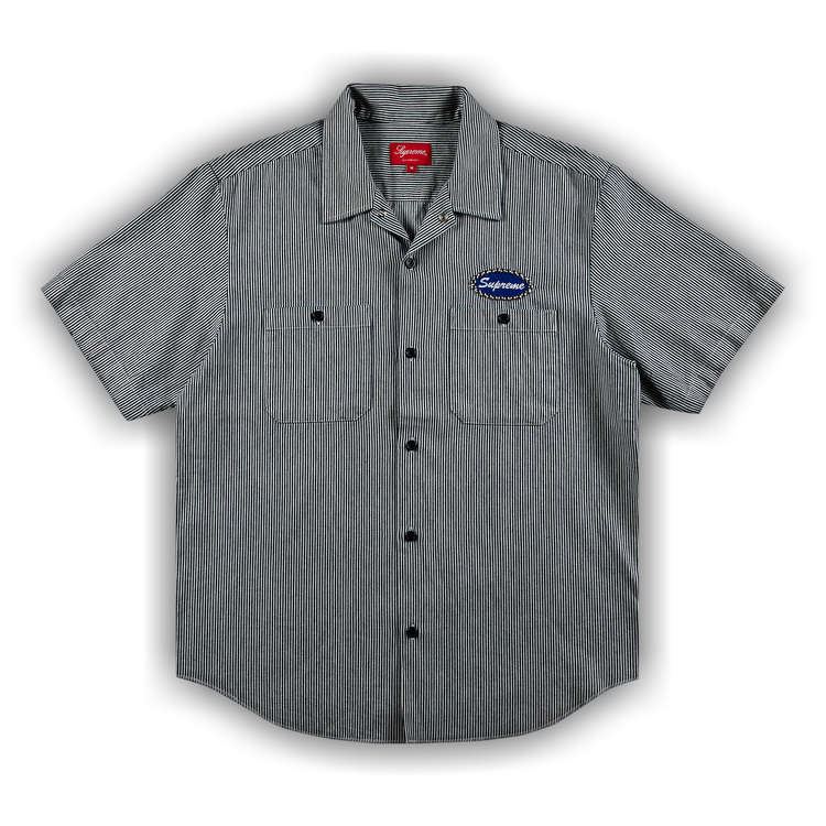 Buy Supreme Studded Patch Short-Sleeve Work Shirt 'Stripe 