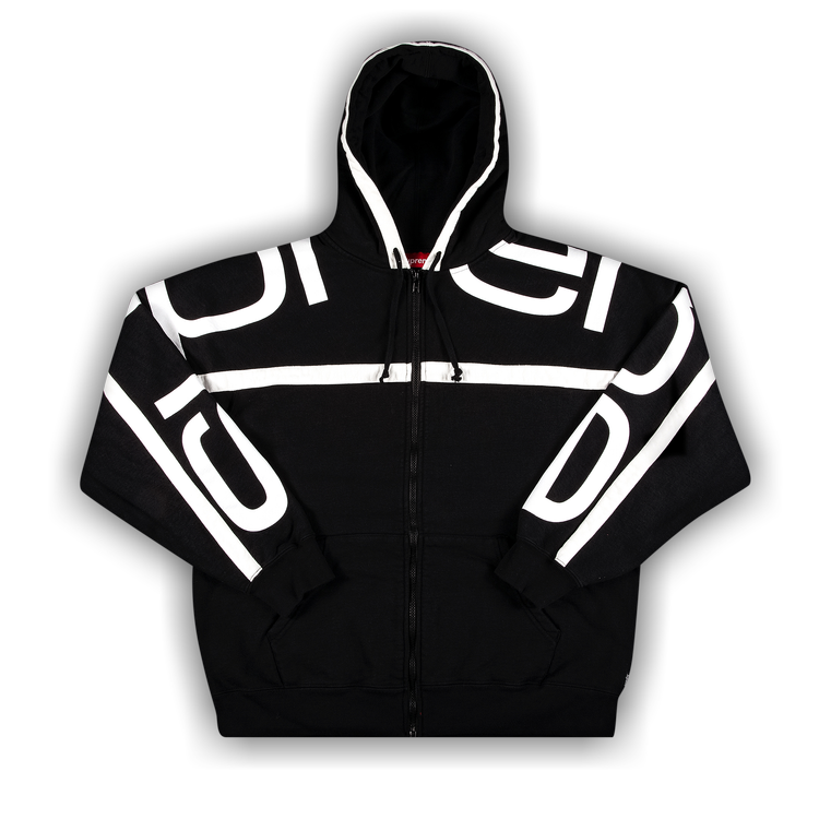Buy Supreme Big Logo Paneled Zip Up Hooded Sweatshirt 'Black
