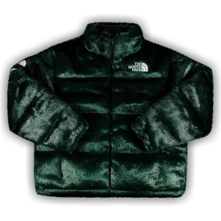 Supreme x The North Face Faux Fur Nuptse Jacket 'Green' | GOAT