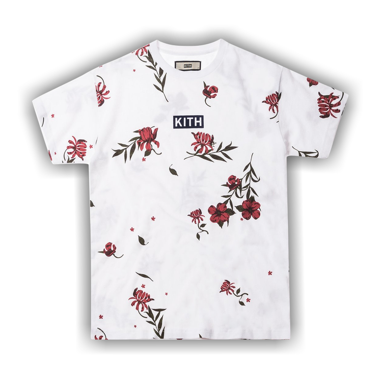 Kith Floral Classic Logo Tee 'White/Red'