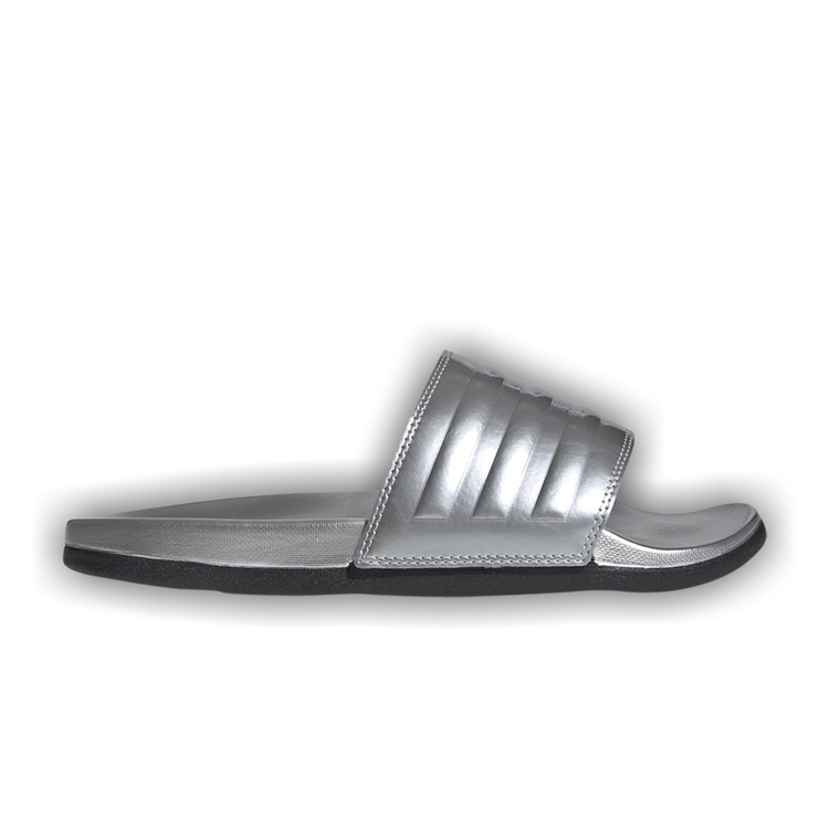 White and silver adidas sliders store