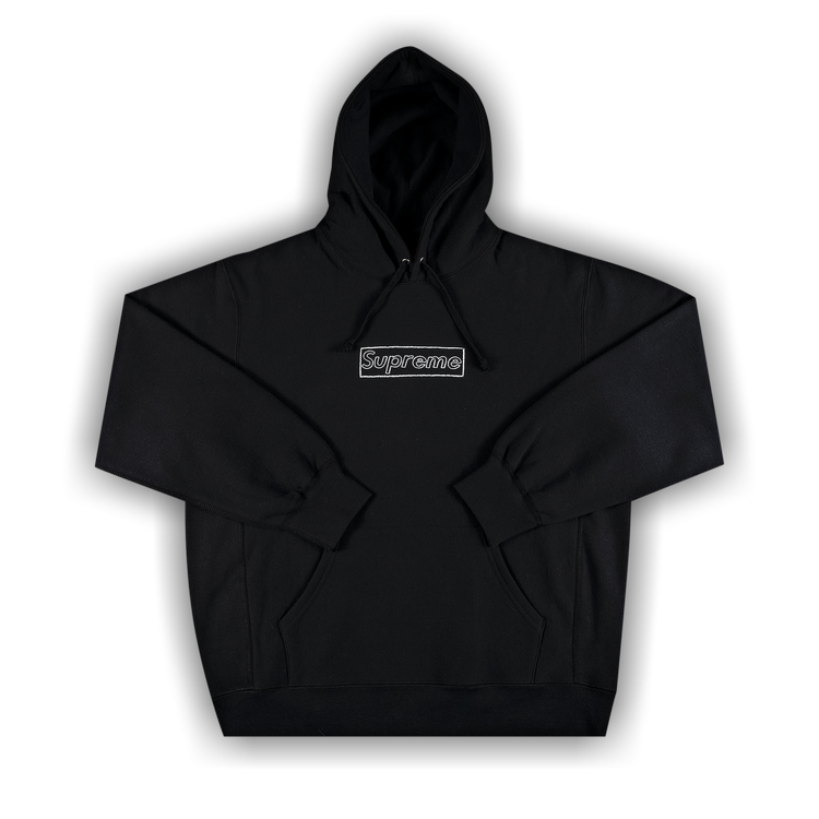 Supreme x KAWS Chalk Logo Hooded Sweatshirt 'Black' | GOAT