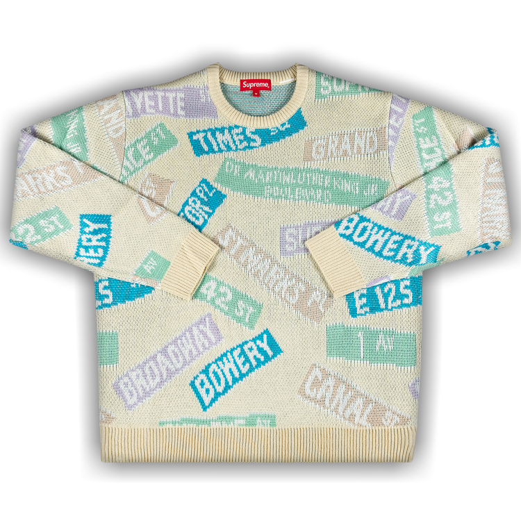 Buy Supreme Street Signs Sweater 'Natural' - SS21SK10 NATURAL | GOAT