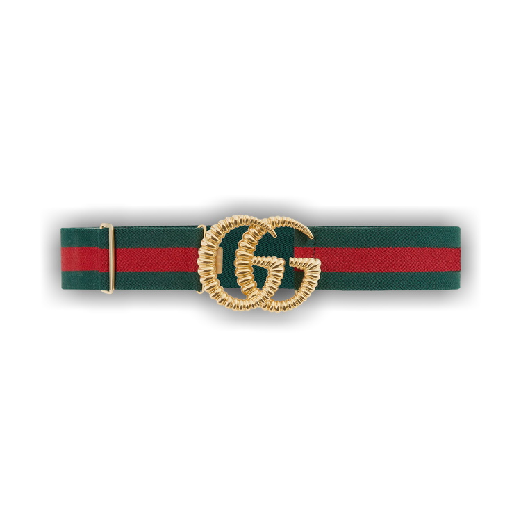 Gucci Web Elastic Belt With Torchon Double G Buckle in Red