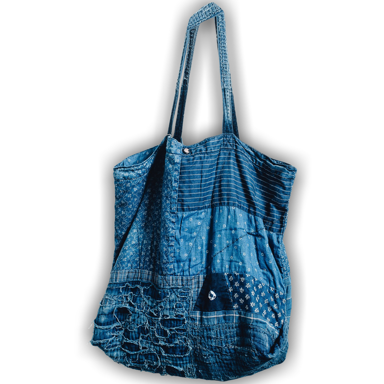Buy Kapital Kountry Boro Patchwork Large Tote Bag 'Blue' - 0660 