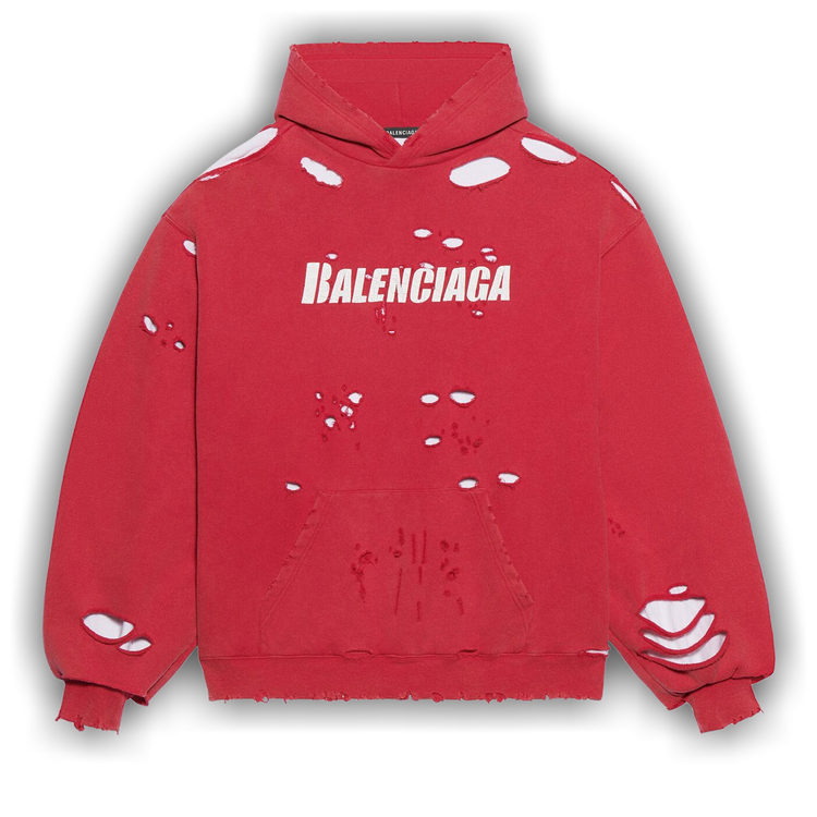 Buy Balenciaga Destroyed Hoodie 'Raspberry/White' - 659403