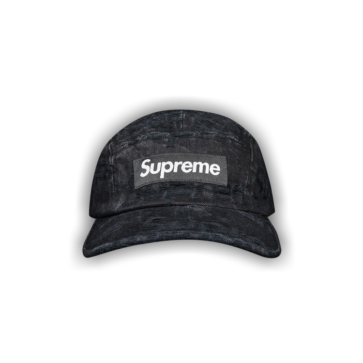Supreme Frayed Logos Denim Camp Cap 'Black'