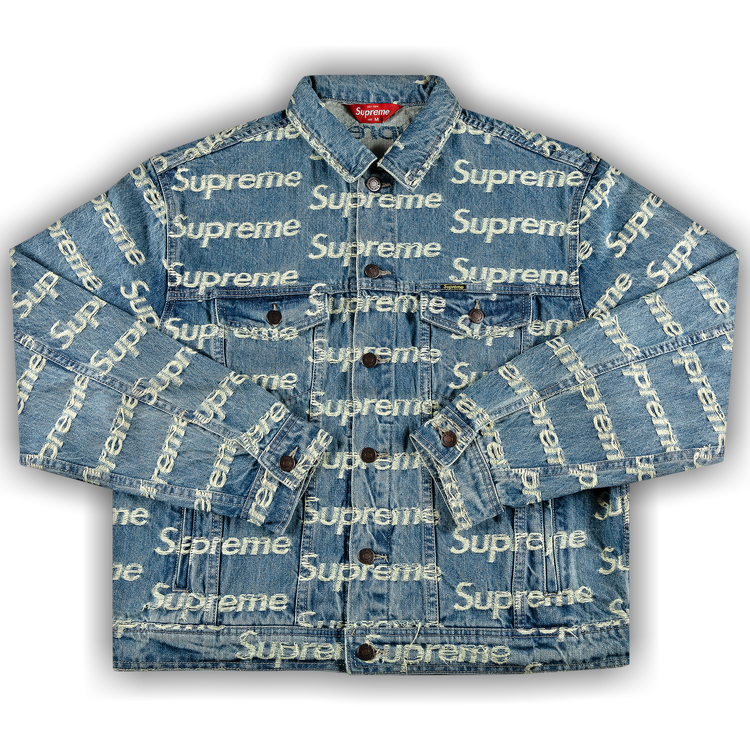 Buy Supreme Frayed Logos Denim Trucker Jacket 'Blue' - SS21J29 