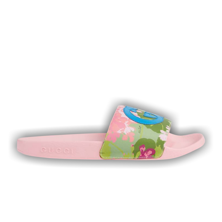 Pink flower store gucci slides