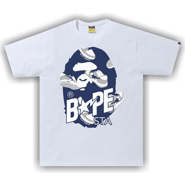 Buy BAPE Random Bape Sta Ape Head Relaxed Tee 'White/Navy' - 1H30