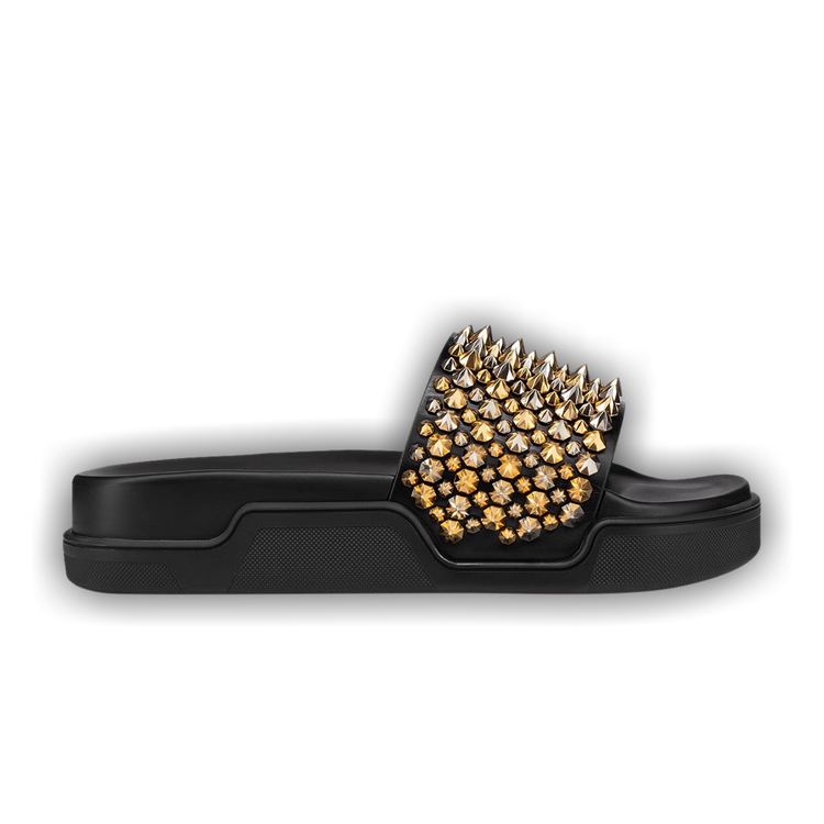 Buy Christian Louboutin Pool Roc Slide Black Gold Spikes