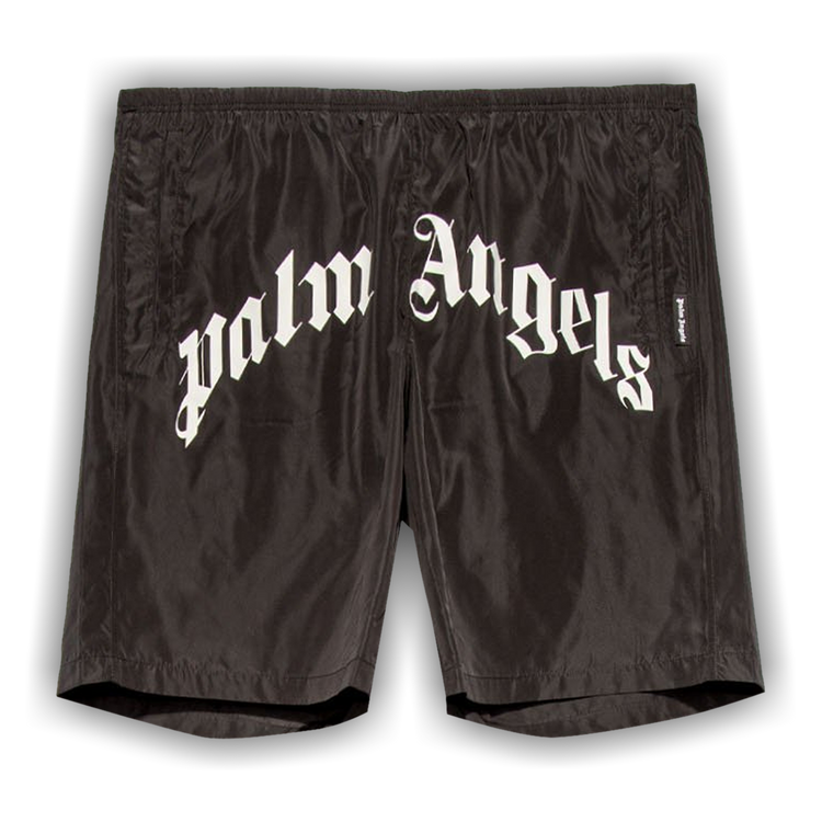 【関税＆送料込み】Palm Angels \"Curved Logo Regular\" Short BACK CURVED LOGO TRACK SHORTS BLACK - OF in BLACK - OFF