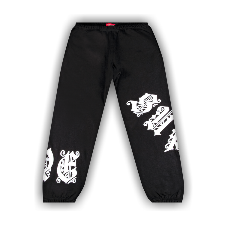 Black and white supreme sweatpants clearance