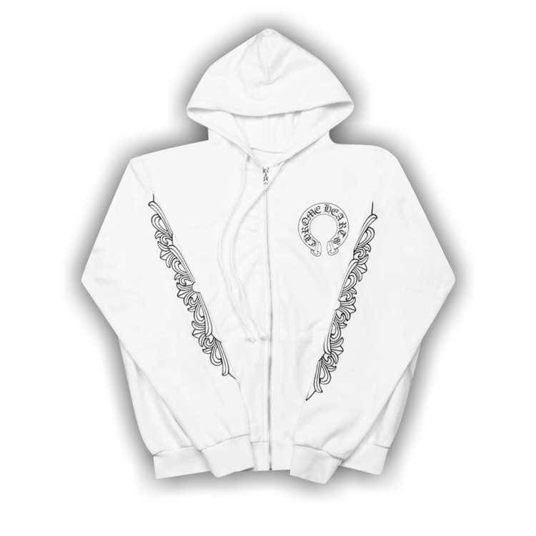 Chrome Hearts Floral Cross Zip Hoodie 'White' | GOAT